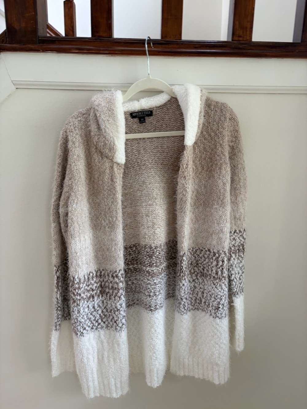 MINKPINK Hooded Open Cardigan in Cream and Taupe
